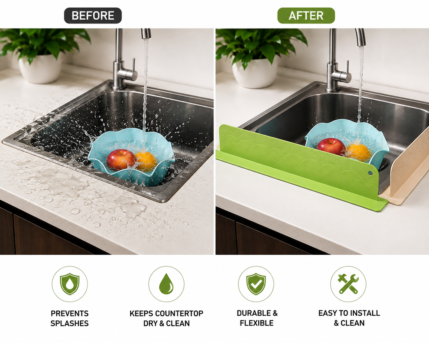 Kitchen Sink Splash Guard – Water Splashback Protector