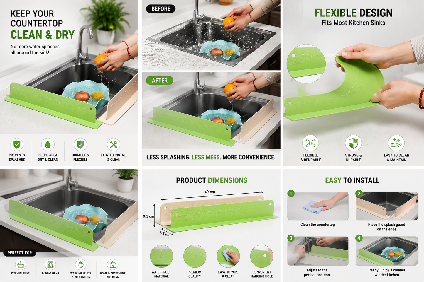 Kitchen Sink Splash Guard – Water Splashback Protector