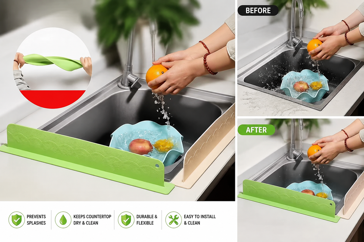 Kitchen Sink Splash Guard – Water Splashback Protector